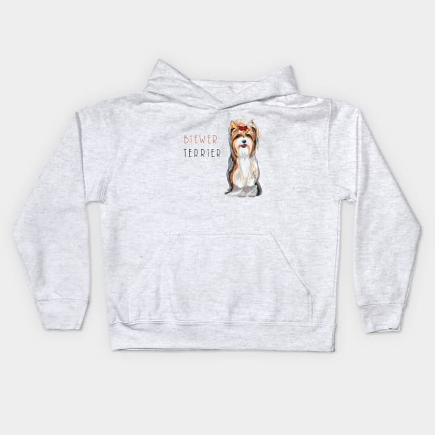 Biewer Yorkshire Terrier Kids Hoodie by kavalenkava